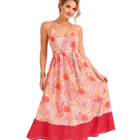 April Cornell Dresses & Skirts - April Cornell Floral Boho Midi Dress 100% Cotton Size Medium Cottagecore